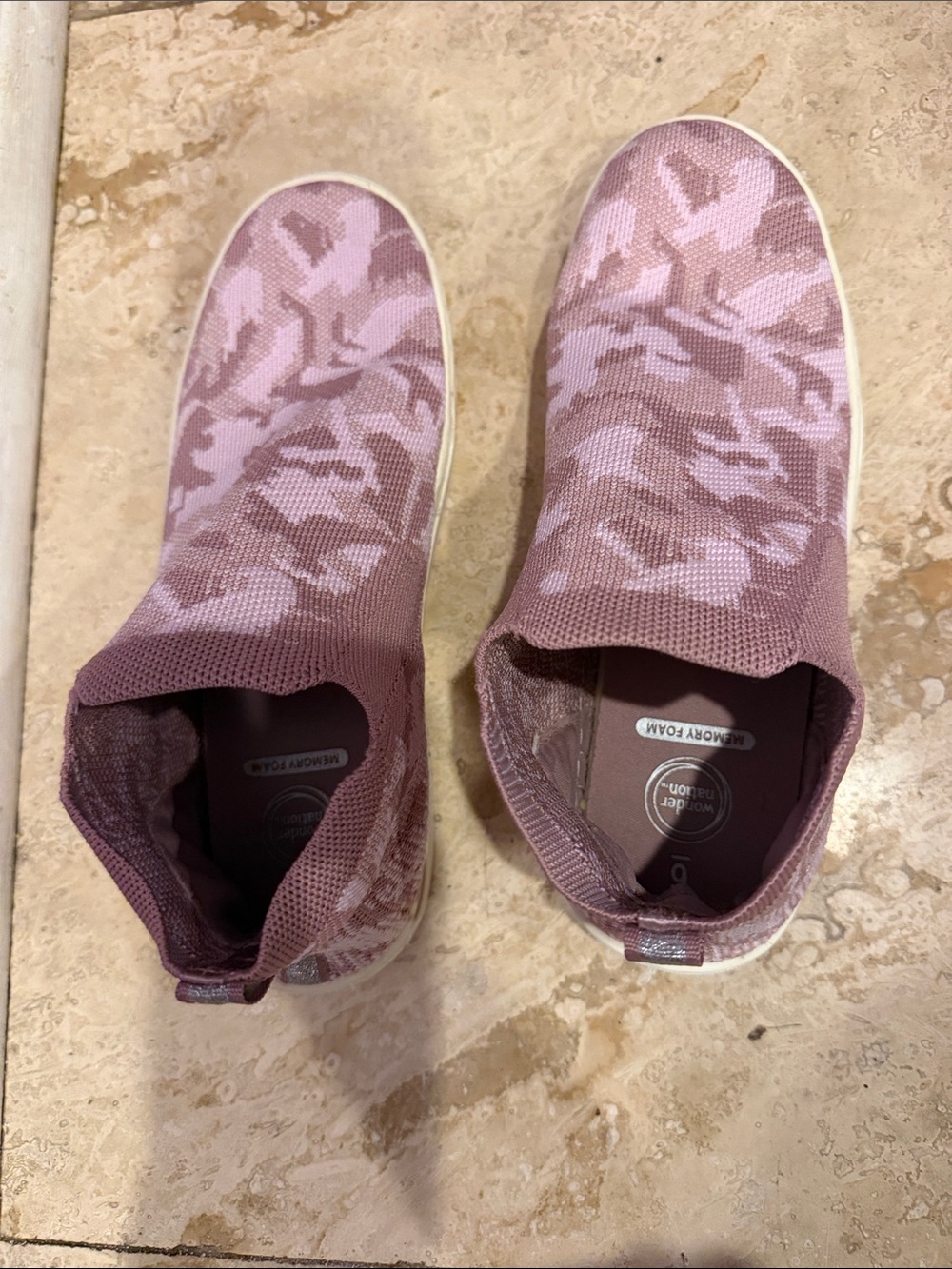 Skechers Slip-On Knit Sneakers - Mauve Pink Camo